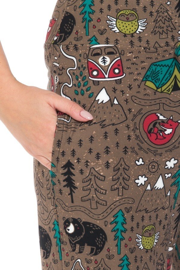 Camping Bear Print Comfortable Soft Lounge Pajama Pants - SimplyCuteTees