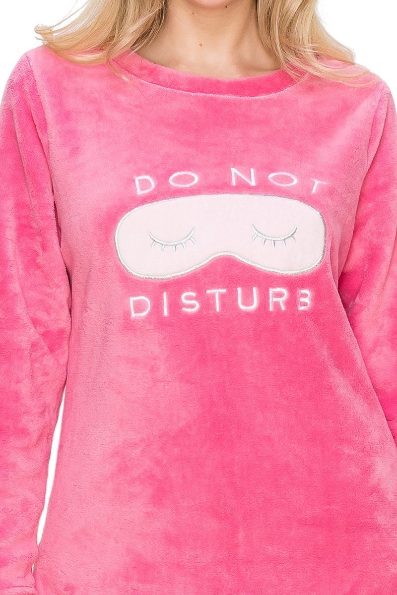Do Not Disturb Fuzzy Lounge Pajama Set Pants and Shirt - SimplyCuteTees
