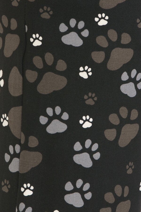 Black Paw Print Comfortable Soft Lounge Pajama Pants - SimplyCuteTees
