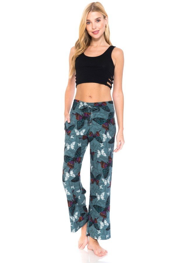 Butterfly Print Comfortable Soft Lounge Pajama Pants - SimplyCuteTees