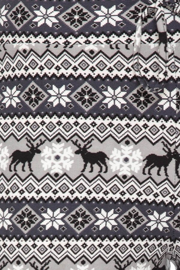 Christmas Black &amp; White Fair Isle Print Comfortable Soft Lounge Pajama Pants