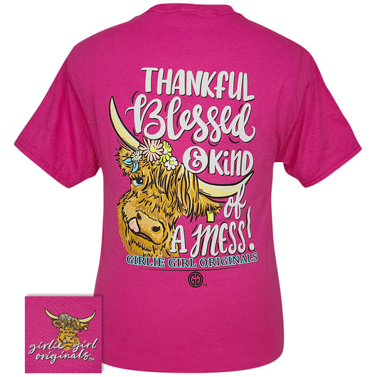 Girlie Girl Originals Thankful Blessed Mess T-Shirt - SimplyCuteTees