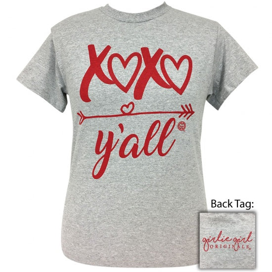 Girlie Girl Originals Preppy Xoxo Sports Grey T-Shirt - SimplyCuteTees