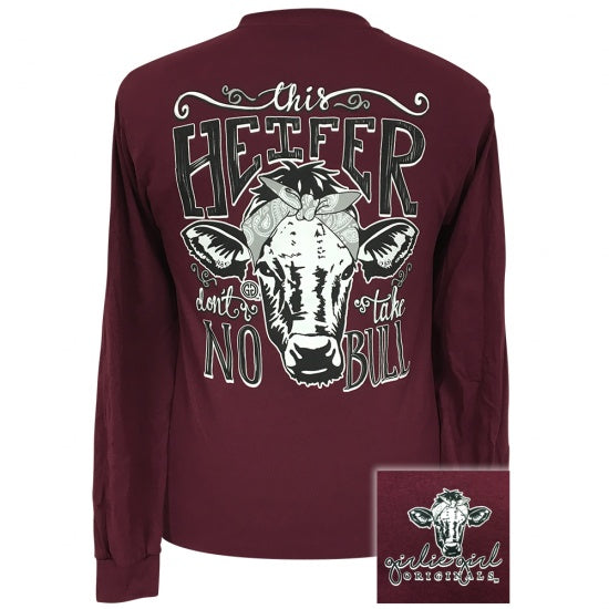 Girlie Girl Originals Preppy Heifer No Bull Long Sleeve T-Shirt - SimplyCuteTees