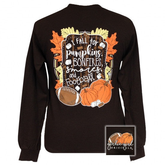 Girlie Girl Originals Fall for Pumpkins, Bonfires and Football Long Sleeve T-Shirt - SimplyCuteTees