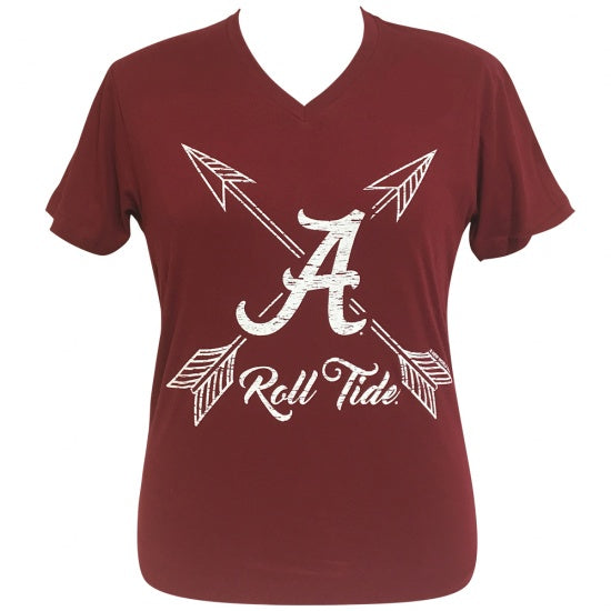 Girlie Girl Preppy Alabama  V-Neck Red T-Shirt