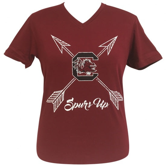 Girlie Girl Preppy South Carolina V-Neck Red T-Shirt