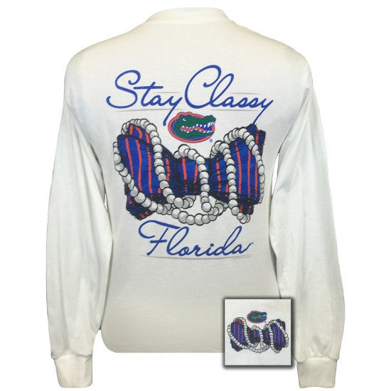 Florida Preppy Stay Classy Pearls Long Sleeve T-Shirt