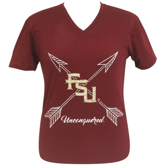 Girlie Girl Preppy Florida State Arrows V-Neck Red T-Shirt
