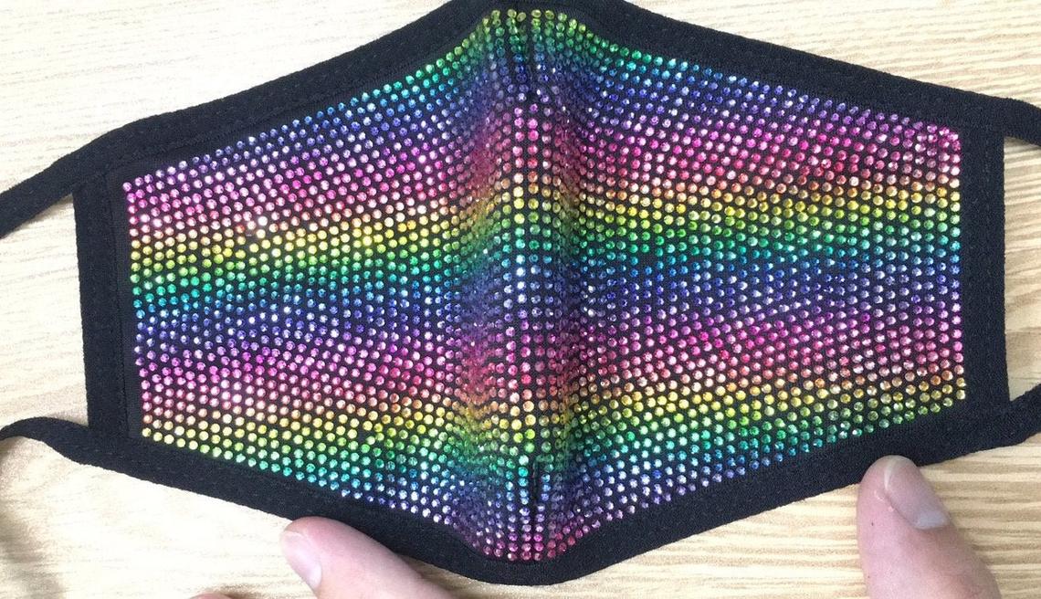 Rhinestone Rainbow Stripe Fashion Protective Mask