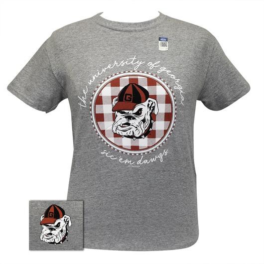 Georgia Buffalo Plaid Logo Sports Grey T-Shirt