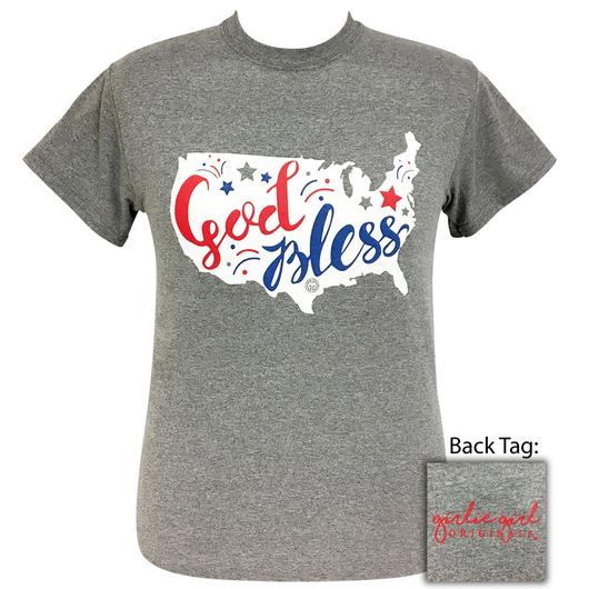 Girlie Girl Originals Preppy God Bless America T-Shirt - SimplyCuteTees