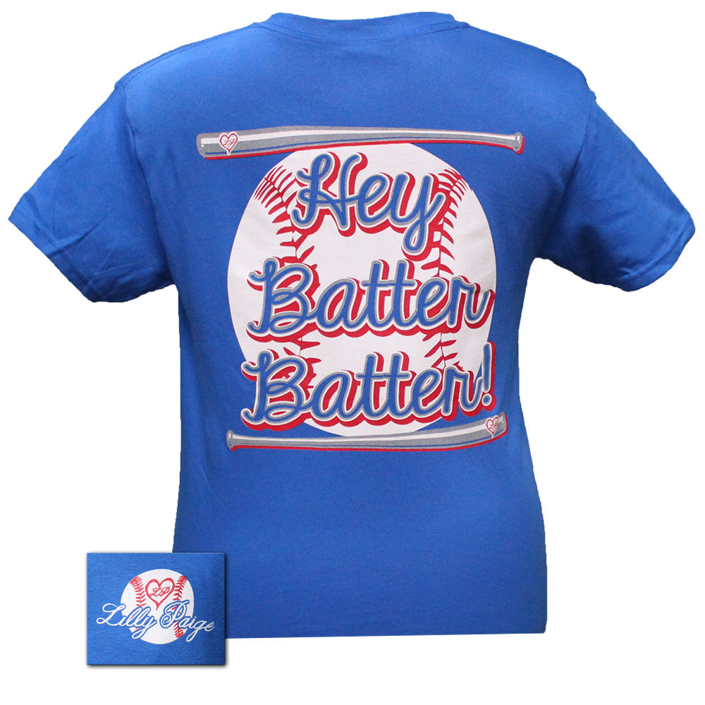 Bjaxx Lilly Paige Preppy Baseball Hey Batter Sports Bright T Shirt - SimplyCuteTees