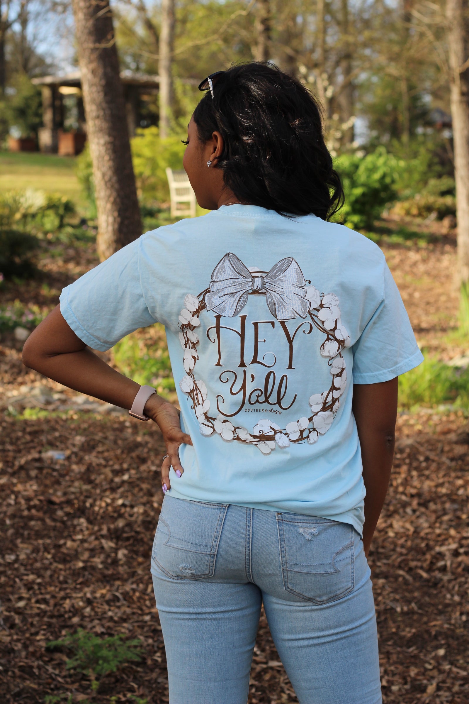 SALE Southernology Preppy Hey Y'all Cotton Chambray Comfort Colors T-Shirt
