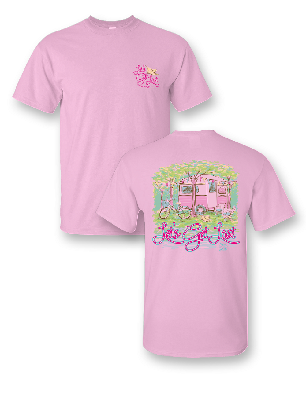 Sassy Frass Let's Get Lost Happy Camper Comfort Colors Girlie Bright T Shirt