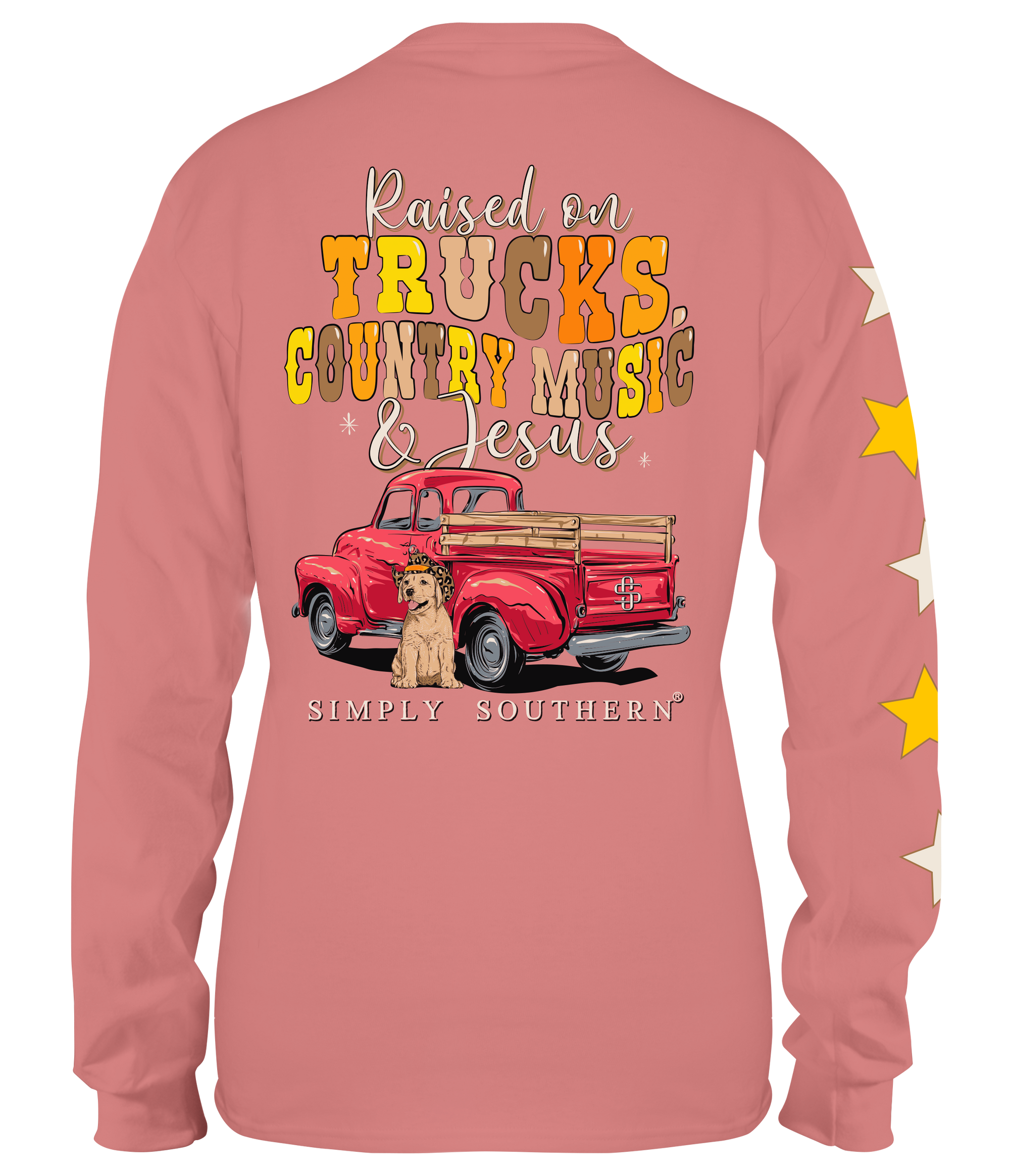 SALE Simply Southern Trucks Music &amp; Jesus Long Sleeve T-Shirt - SimplyCuteTees