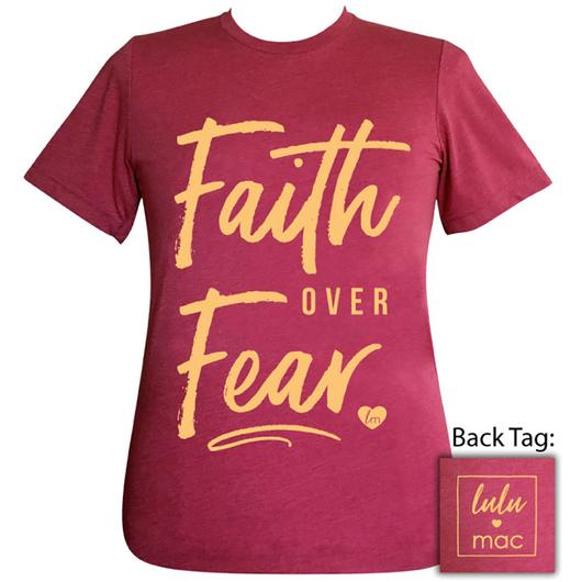 Girlie Girl Originals Lulu Mac Preppy Faith Over Fear Raspberry T-Shirt - SimplyCuteTees