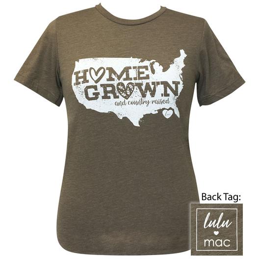 Girlie Girl Originals Lulu Mac Preppy Home Grown Country Raised Distressed T-Shirt - SimplyCuteTees