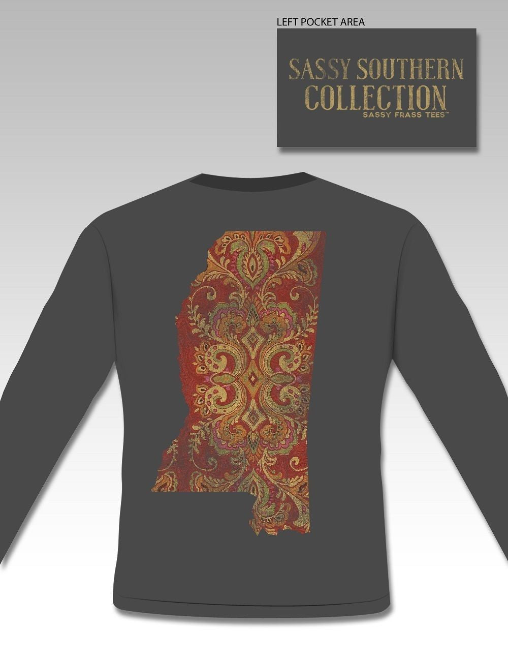 SALE Sassy Frass Collection Mississippi Paisley Preppy Long Sleeves Girlie T Shirt - SimplyCuteTees