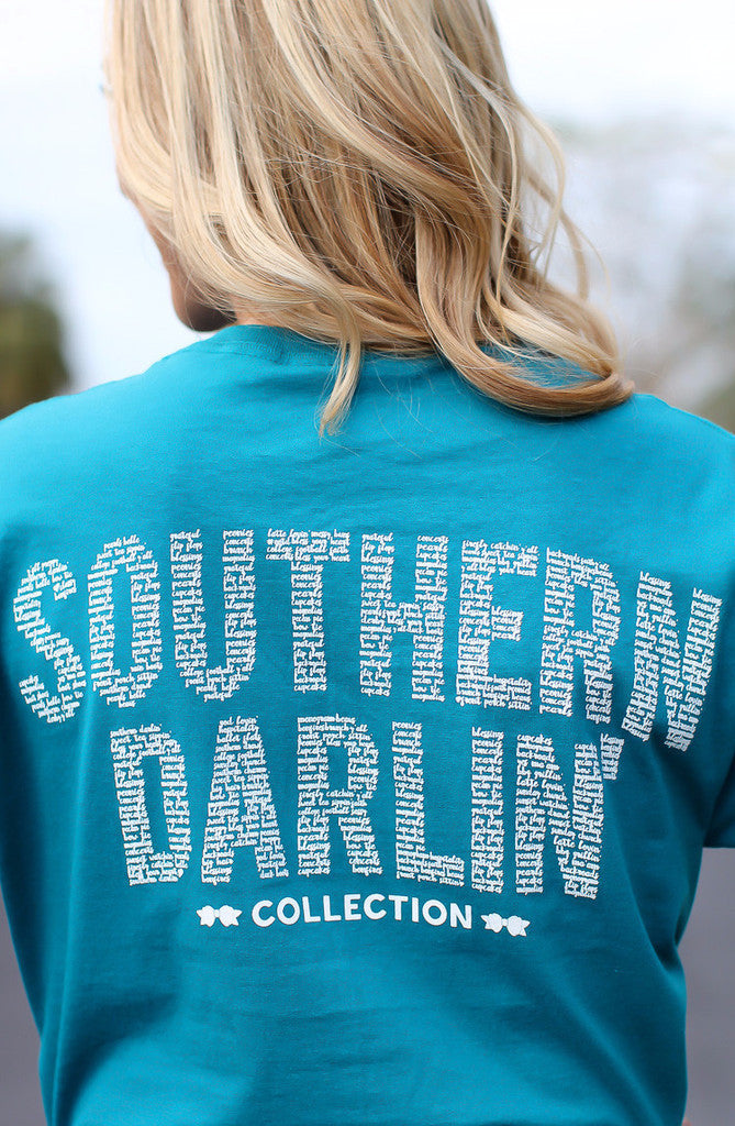 Southern Darlin Logo Southern Words Bow Bright Girlie T-Shirt - SimplyCuteTees