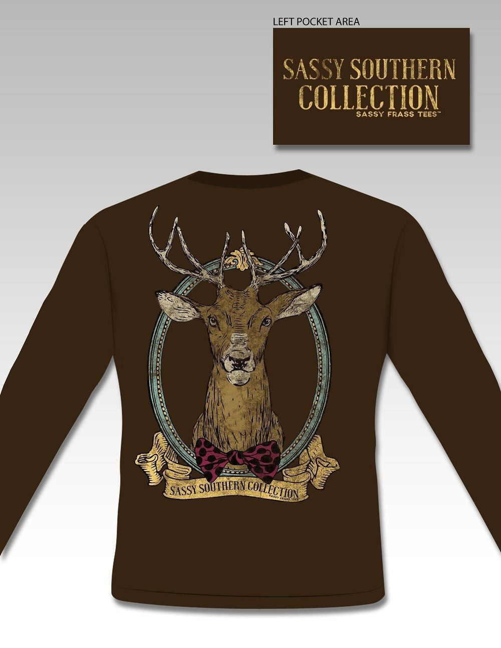SALE Sassy Frass Collection Preppy Stag Deer Buck Bow Long Sleeve Girlie T Shirt - SimplyCuteTees