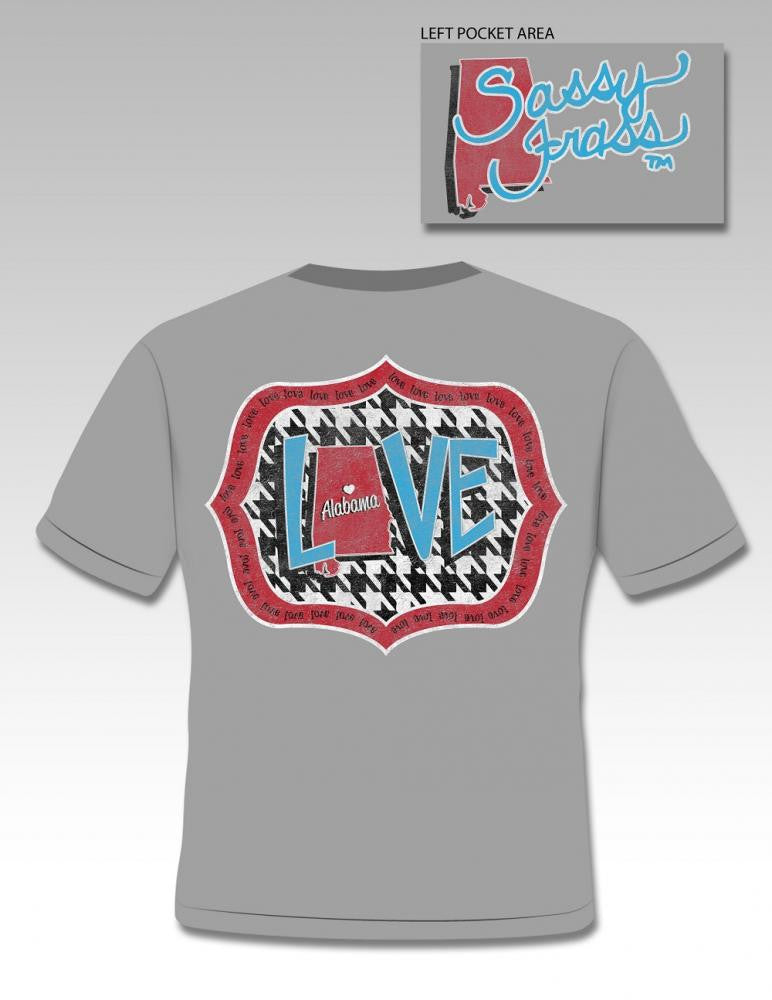 SALE Sassy Frass Alabama State AL Bama Love Houndstooth Girlie Bright T Shirt