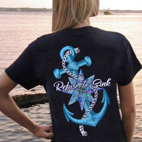 Southern Attitude Preppy Refuse To Sink Anchor T-Shirt - SimplyCuteTees