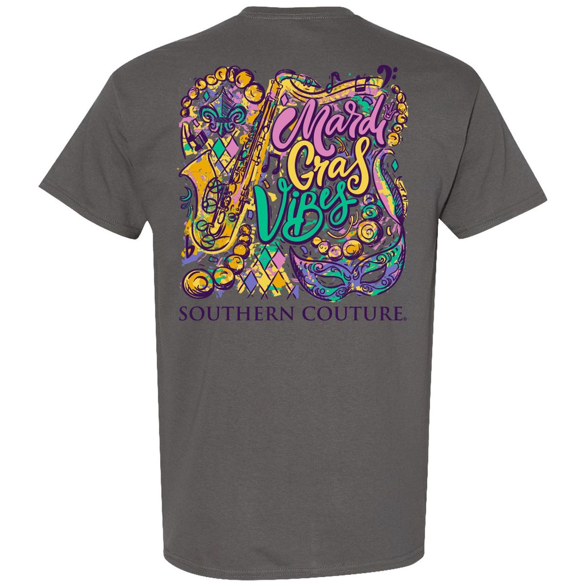 Southern Couture Classic Mardi Gras Vibes T-Shirt - SimplyCuteTees